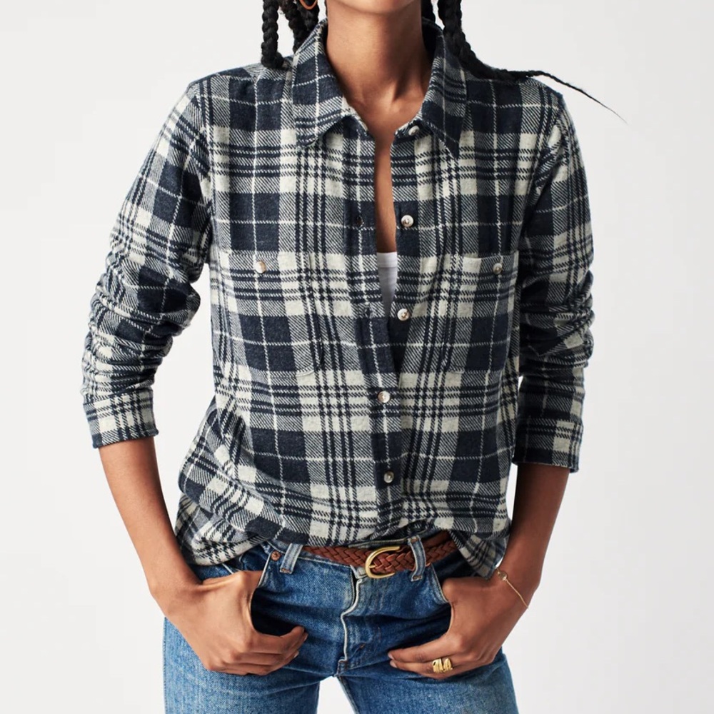 FAHERTY Legend Sweater Shirt Navy Plaid